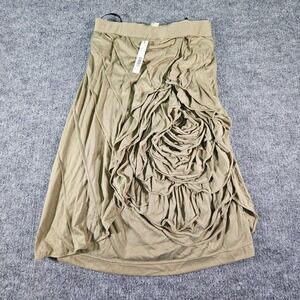 Robbi & Nikki Skirt Womens XS Olive Green 3D Rosette Floral Asymmetrical NWT